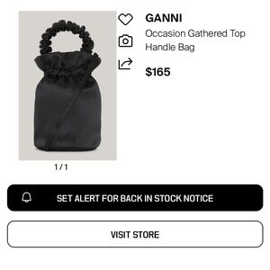 Ganni Elegant Black Gathered Mini Bag